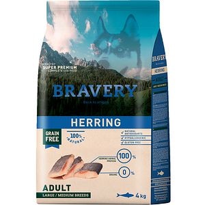 Hrana uscata pentru caini BRAVERY, Adult, Peste, 4 kg