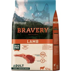 Hrana uscata pentru caini BRAVERY, Adult, Miel, 12 kg