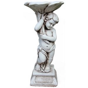 Decoratiune gradina Baiat, fiberclay, 30 x 30 x 67 cm, alb