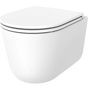 Vas WC suspendat GOODHOME Luvia HDC789RWH, ceramica, 36 x 50.5 x 35 cm, capac SoftClose, alb