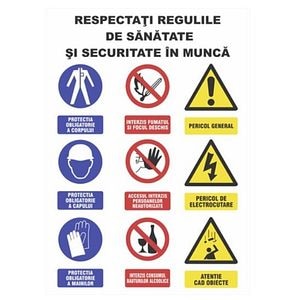 Indicator "Reguli de sanatate si securitate in munca, 55x75 cm
