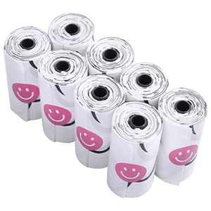 Pungi igienice pentru caini PETKIT, 8 role/15 bucati, alb