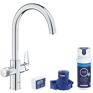 Baterie bucatarie GROHE Blue Pure StartCurve 30593000, tip C, filtrare, alama, argintiu