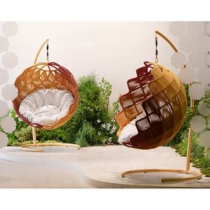 Fotoliu balansoar LIVINTWIST Boho, aluminiu, 220 x 81.5 x 82.5 cm, aramiu