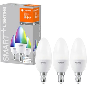 Set 3 becuri LED Smart LEDVANCE Candle 40, E14, 5W, 470lm, Wi-Fi, RGB