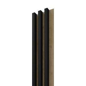 Panou riflaj decorativ, 265 x 15 x 3 cm, MDF, slim negru stejar  Linea
