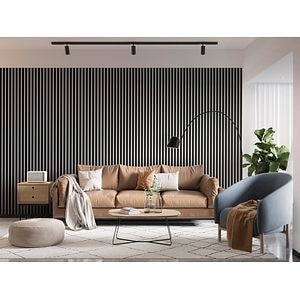 Panou riflaj decorativ, 265 x 15 x 3 cm, MDF, slim stejar negru • Linea
