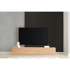 Panou riflaj decorativ, 265 x 15 x 3 cm, MDF, slim negru stejar • Linea