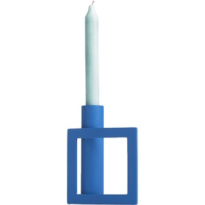 Suport lumanare Morf Square, 13.8 x 4 x 15.2 cm, albastru