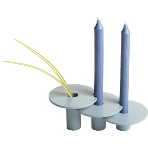 Set 3 suporturi lumanari Tres, 25.4 x 12.7 x 8.8 cm, albastru