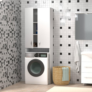 Dulap baie pentru masina de spalat Woodart, 64 x 30 x 190 cm, alb