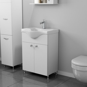 Set masca si lavoar Woodart Easy, 65 x 35 x 80 cm, alb