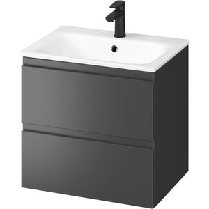 Set masca si lavoar Cersanit Moduo, 59.5 x 44.7 x 57 cm, antracit