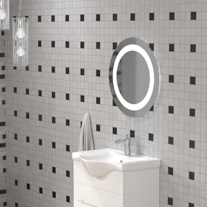 Oglinda baie Woodart 18012, 60 x 2 x 60 cm, Iluminare LED, transparent