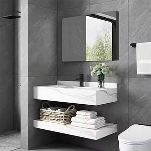 Set mobilier baie SANDONNA Lumi, 80 x 50 x 15 cm, alb