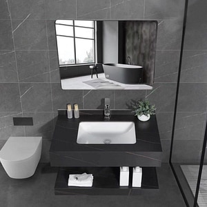 Set mobilier baie SANDONNA Lumi, 80 x 50 x 15 cm, negru