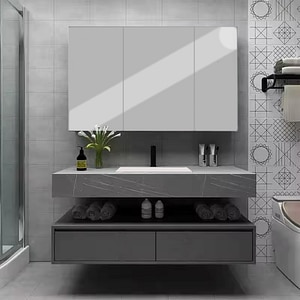 Set mobilier baie SANDONNA Nova, 100 x 50 x 15 cm, gri