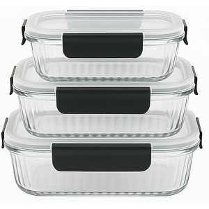 Set caserole MYRIA MC4058, 3 piese, 0.37- 1.05l, sticla, transparent