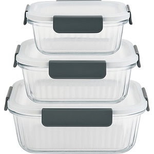 Set caserole MYRIA MC4059, 3 piese, 0.31 - 0.8l, sticla, transparent