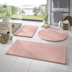 Set 3 covorase baie Mila Home, 50 x 90 cm, 50 x 60 cm, 50 x 50 cm, roz