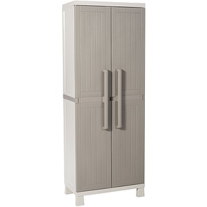 Dulap depozitare gradina TOOMAX Wood Midi, polipropilena, 65 x 37 x 173 cm, gri