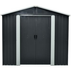 Casuta gradina PERGART Dresden II 106, metal, 174 x 301 x 214 cm, negru-gri