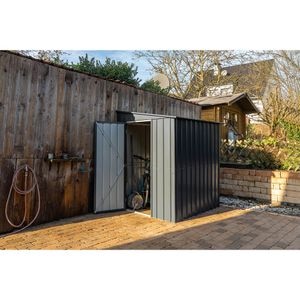 Casuta gradina GLOBEL Lean-On 5x6, metal, 155 x 180 x 203 cm, antracit