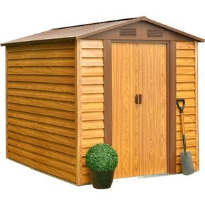 Casuta gradina PERGART Frankfurt II 86, metal, 195 x 236 x 209 cm, maro