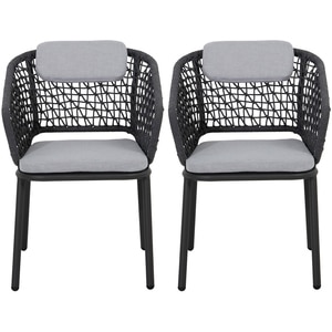 Scaun terasa MYRIA Oscar, aluminiu, 57 x 62 x 75 cm, gri inchis, 2 bucati