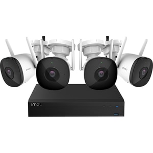 Kit de supraveghere video IMOU Bullet 2C, 4 camere, Full HD, Wi-Fi, 4 canale, alb