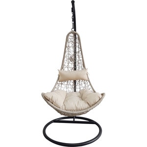 Leagan gradina Cozzy, 95 x 95 x 195 cm, negru-crem