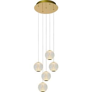 Lustra suspendata MYRIA Diamond, LED, 25W, 32x32x150 cm, auriu