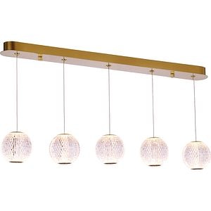 Lustra suspendata MYRIA Diamond, LED, 24W, 84x11x150 cm, auriu