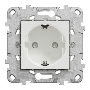 Priza SCHNEIDER Noua Unica NU503718Z, 2P+E 16A, IP20, Obturatoare, Suport fixare si gheare, alb