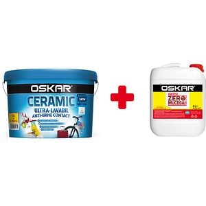 Pachet Vopsea Ultralavabila Oskar Ceramic Satinat, 15L + Amorsa Zero Mucegai, 4L, Oskar