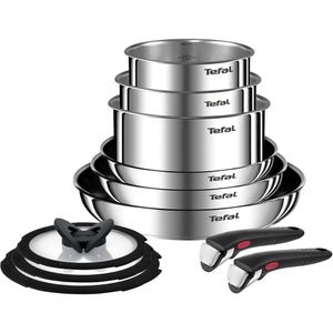 Set vase TEFAL Ingenio L897SB74, 11 piese, 16-28cm,  inox, argintiu