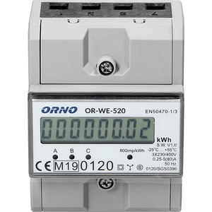 Contor trifazat ORNO OR-WE-520, 80A, 230V, IP20, alb