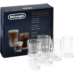 Set pahare cafea DELONGHI Mix Hot&Cold DLSC326, 6 piese, 270-480 ml, sticla