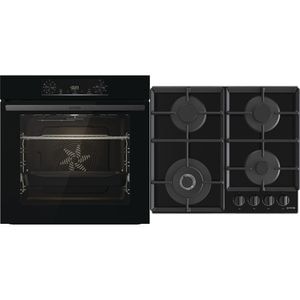 Set cuptor incorporabil GORENJE BO6735E05B, Electric, Autocuratare Aqua Clean, 77 l, Clasa A + Plita incorporabila GTW641EB, Gaz, 4 arzatoare, negru