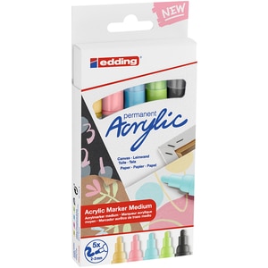 Set marker acrilic EDDING 5100, 2-3 mm, 5 bucati, culori pastel