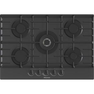 Plita incorporabila HISENSE GG773B, Gaz, 5 arzatoare, Wok, negru