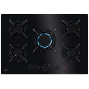 Plita incorporabila AEG HKB75453NB, Gaz, 5 arzatoare, negru