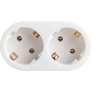 Adaptor priza BACHMANN 921.017, 2 prize Schuko, alb