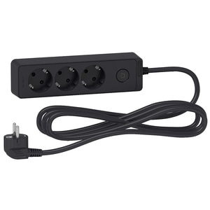 Prelungitor SCHNEIDER Unica SCH-ST9433B, 3 prize Shucko, intrerupator, 3m, antracit