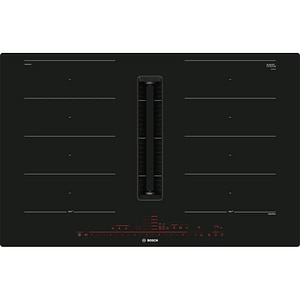 Plita incorporabila cu hota integrata BOSCH PXX801D67E, Inductie, 4 arzatoare, Touch control, negru