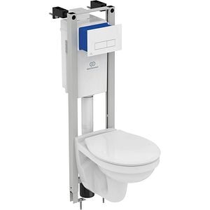 Set vas WC IDEAL STANDARD Prosys Alpha R034101, ceramica, evacuare orizontala, rezervor 3/6l, capac, alb