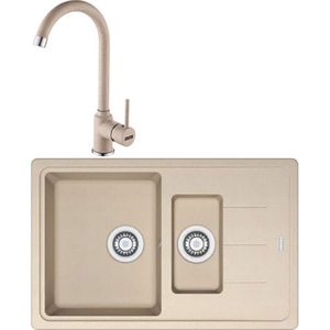 Pachet chiuveta FRANKE BFG 651-78, 1 1/2 cuve, picurator reversibil, granit + baterie Pola, avena