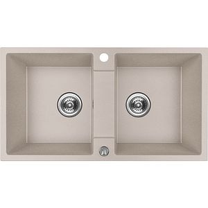 Chiuveta bucatarie KUCHINOX Sapri, 2 cuve, compozit granit, bej