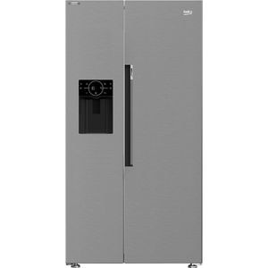 Side by Side BEKO GN162340XBN, No Frost, 578 l, H 179 cm, Clasa E, Dozator apa, argintiu