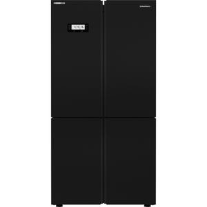 Side by Side GRUNDIG GQN21245GBN, No Frost, 572 l, H 182 cm, Clasa E, sticla neagra